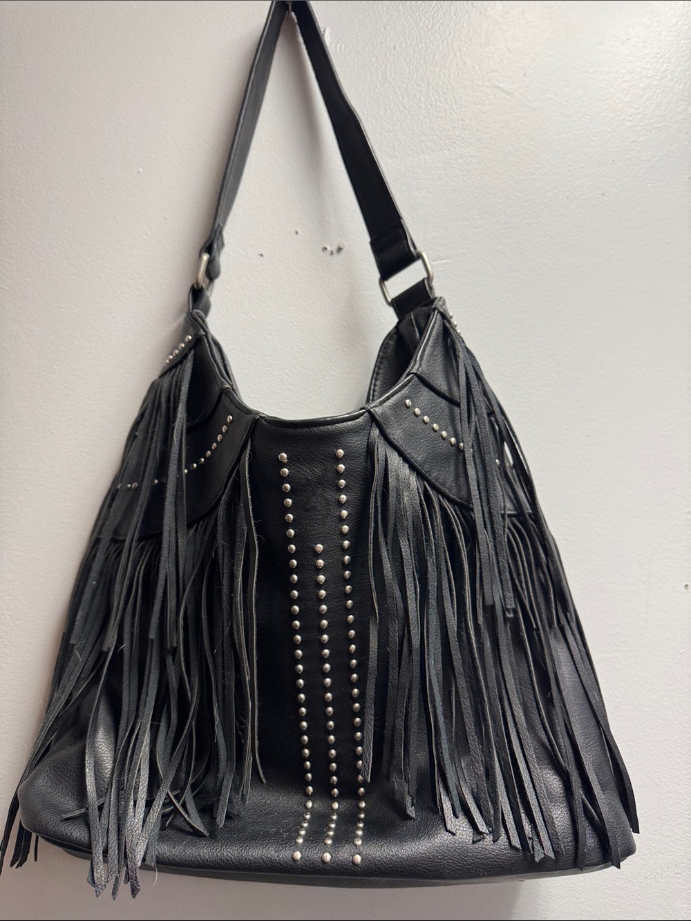Browning Black Fringe Studded Shoulder Bag